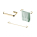 Kit banheiro lavabo 3 peças dourado Future toalheiro 60 e 30 cm, papeleira