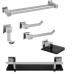 KIT BANHEIRO INOX LUXO 6 PEÇAS VIDRO PRETO