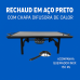 RECHAUD RETANGULAR EM AÇO PRETO COM CHAPA DIFUSORA DE CALOR EM ALUMINIO 50CM x 28CM QUEIMADOR INOX CAPACIDADE 150 ML