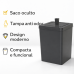Lixeira quadrada preta 6,5L Tampa Saco Oculto Banheiro Cozinha Future 530PT