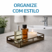 Bandeja Decorativa Aço Carbono Minimalista Café fosco retangular 20 x 10 cm