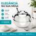 A&ccedil;ucareiro a&ccedil;o inox com tampa e colher 500g Ravinox 000411