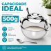 A&ccedil;ucareiro a&ccedil;o inox com tampa e colher 500g Ravinox 000411