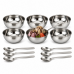 Conjunto sobremesa kit cumbuca 12 pe&ccedil;as 6 combucas 6 colheres a&ccedil;o inox Ravinox