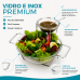 Saladeira com molheira bowl para salada e molho em vidro Forma Inox 802741