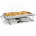  Rechaud Retangular grande base cromada, chapa alum&iacute;nio 380 x 240mm queimador a&ccedil;o inox Ravinox 512