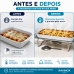  Rechaud Retangular grande base cromada, chapa alum&iacute;nio 380 x 240mm queimador a&ccedil;o inox Ravinox 512