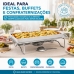  Rechaud Retangular grande base cromada, chapa alum&iacute;nio 380 x 240mm queimador a&ccedil;o inox Ravinox 512