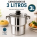 Cuscuzeira Inox 3 Litros Forma Tampa De Vidro Para Indu&ccedil;&atilde;o cozimento a vapor