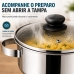 Cuscuzeira Inox 3 Litros Forma Tampa De Vidro Para Indu&ccedil;&atilde;o cozimento a vapor
