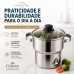Cuscuzeira Inox 3 Litros Forma Tampa De Vidro Para Indu&ccedil;&atilde;o cozimento a vapor