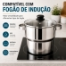 Cuscuzeira Inox 3 Litros Forma Tampa De Vidro Para Indu&ccedil;&atilde;o cozimento a vapor