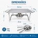 Rechaud Retangular Ravinox 24 x 20cm Chapa Alum&iacute;nio Queimador &Aacute;lcool Gel Buffet Mesa Posta