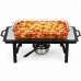 RECHAUD RETANGULAR EM A&Ccedil;O PRETO COM CHAPA DIFUSORA DE CALOR EM ALUMINIO 50CM x 28CM QUEIMADOR INOX CAPACIDADE 150 ML