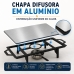 RECHAUD RETANGULAR EM A&Ccedil;O PRETO COM CHAPA DIFUSORA DE CALOR EM ALUMINIO 50CM x 28CM QUEIMADOR INOX CAPACIDADE 150 ML