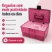 Maleta Organizadora Maquiagem Esmaltes Com Divis&oacute;rias Crippa Rosa Transparente e preto