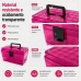 Maleta Organizadora Maquiagem Esmaltes Com Divis&oacute;rias Crippa Rosa Transparente e preto