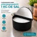 Saleiro 1Kg Preto Com Tampa Em A&ccedil;o Inox Forma Pop Cozinha