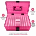 Maleta Organizadora Grande para Maquiagem Esmaltes Com Divis&oacute;rias Crippa Rosa Transparente e preto