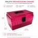 Maleta Organizadora Grande para Maquiagem Esmaltes Com Divis&oacute;rias Crippa Rosa Transparente e preto