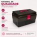 Maleta Organizadora Grande para Maquiagem Esmaltes Com Divis&oacute;rias Crippa Fum&ecirc; Transparente e rosa