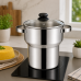 Cuscuzeira Inox 3 Litros Forma Tampa De Vidro Para Indu&ccedil;&atilde;o cozimento a vapor