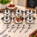 Conjunto sobremesa kit cumbuca 12 pe&ccedil;as 6 combucas 6 colheres a&ccedil;o inox Ravinox