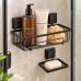 kit lavabo banheiro preto fosco ventosa 02 peças Future porta shampoo e saboneteira