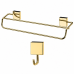 Kit banheiro lavabo 2 pe&ccedil;as dourado Future toalheiro banho duplo cabide