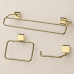 Kit banheiro lavabo 3 peças dourado Future porta toalha banho duplo toalheiro rosto papeleira