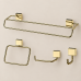 Kit banheiro lavabo 4 pe&ccedil;as dourado Future toalha banho rosto papel cabide