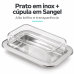 Manteigueira A&ccedil;o Inox Retangular Com Tampa Porta Manteiga Forma 800144