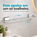 Toalheiro duplo fixa&ccedil;&atilde;o por adesivo 3M porta toalha banho 45 cm Future 184