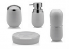 Kit banheiro lavabo Branco 4 peças OU sabonete liquido, algodão, escova, sabonete