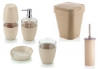 Conjunto kit banheiro lavabo ECO 6 peças marfim OU lixeira escova sanitaria acessorios