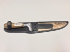 Faca Inox de Churrasco Cabo De Madeira 180 mm Com Bainha Couro e Pelo HICKMANN ZEBU 61/8P