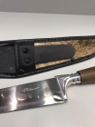 Faca Inox de Churrasco Cabo De Madeira 180 mm Com Bainha Couro e Pelo HICKMANN ZEBU 61/8P