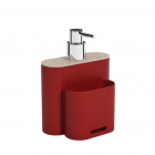Dispenser detergente Coza Flat 9 x 13 x 16,5 cm 500 ml- Vermelho Bold e cinza Light Gray 17002/3332