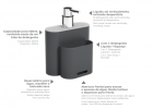 Dispenser detergente Coza Flat 9 x 13 x 16,5 cm 500 ml- Vermelho Bold e cinza Light Gray 17002/3332