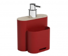 Dispenser detergente Coza Flat 9 x 13 x 16,5 cm 500 ml- Vermelho Bold e cinza Light Gray 17002/3332