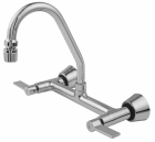 Misturador de cozinha 5/8 parede cano alto com arejador móvel 1/4 volta