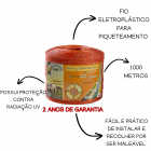 FIO ELETROPLASTICO LARANJA 1000M PARA CERCA ELETRICA ZEBU 3138-0