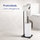 Suporte Papel Higiênico Chão 4 Rolos Aço Carbono Preto Fosco Quadrata 2373PT Future