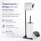 Suporte Papel Higiênico Chão 4 Rolos Aço Carbono Preto Fosco Quadrata 2373PT Future
