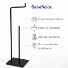 Suporte Papel Higiênico Chão 4 Rolos Aço Carbono Preto Fosco Quadrata 2373PT Future