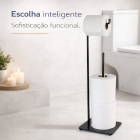 Suporte Papel Higiênico Chão 4 Rolos Aço Carbono Preto Fosco Quadrata 2373PT Future